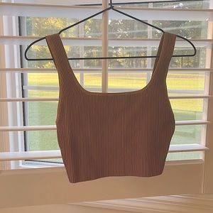 Aritzia Babaton ribbed sculpt knit square neck crop top